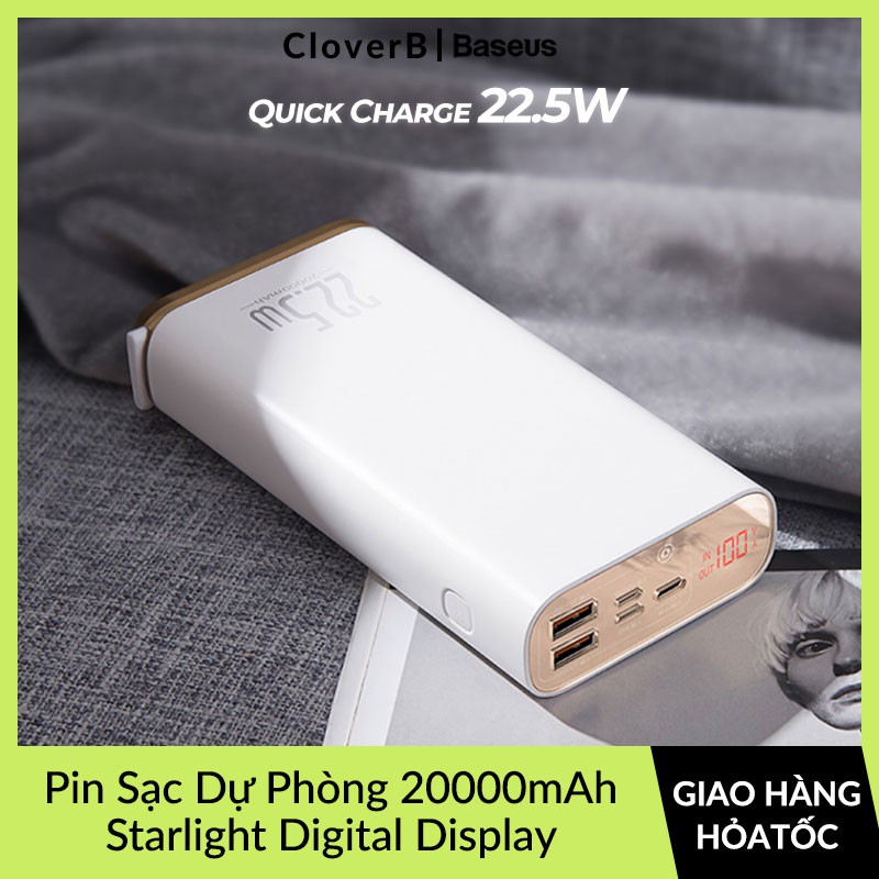 Pin Dự Phòng 20000mAh Baseus Starlight Digital Display 3 input, 3 output, Hỗ Trợ Sạc Nhanh 2 Chiều PD3.0, QC3.0 AFC, FCP