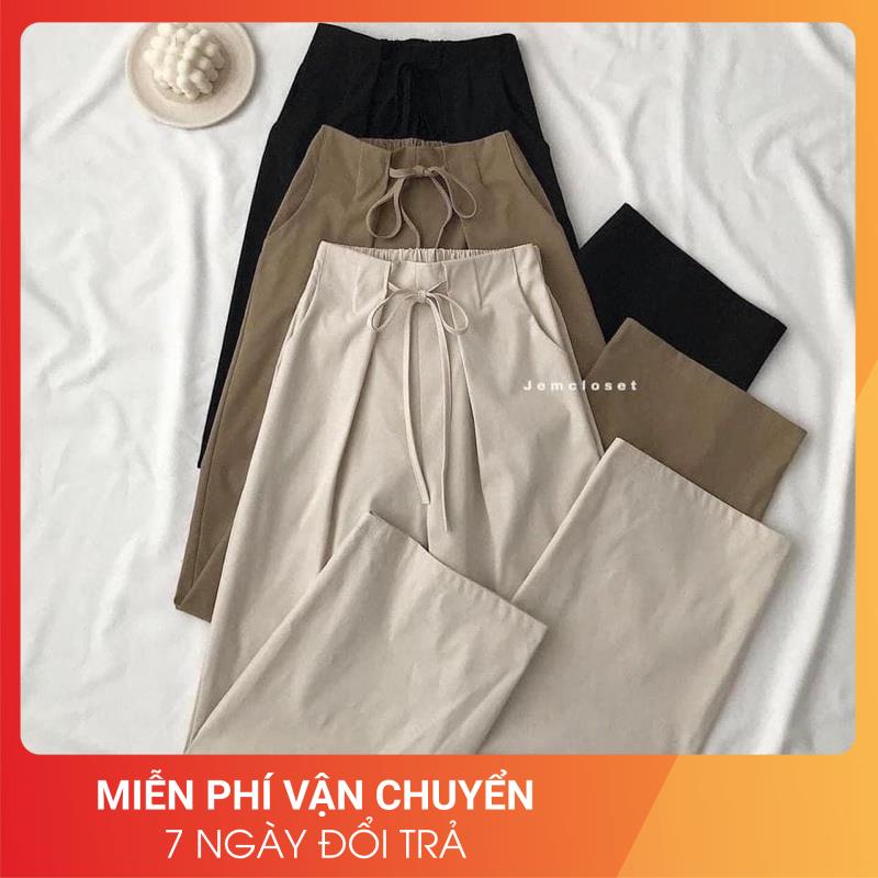 [LOẠI 1-FREESHIP] Quần xuông đũi Hàn 24APRIL  quần culottes xuông nâu tây, nâu đất, đen chất đũi Hàn