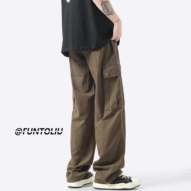 Quần túi hộp kaki HATTON GUTTO dáng dài thiết ống rộng chất vải đẹp không xù lông cho nam