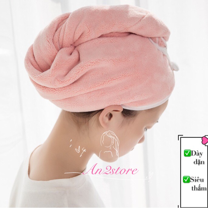 Khăn quấn khô tóc SIÊU THẤM - khăn lau đầu khăn ủ tóc khô siêu nhanh - loại dày