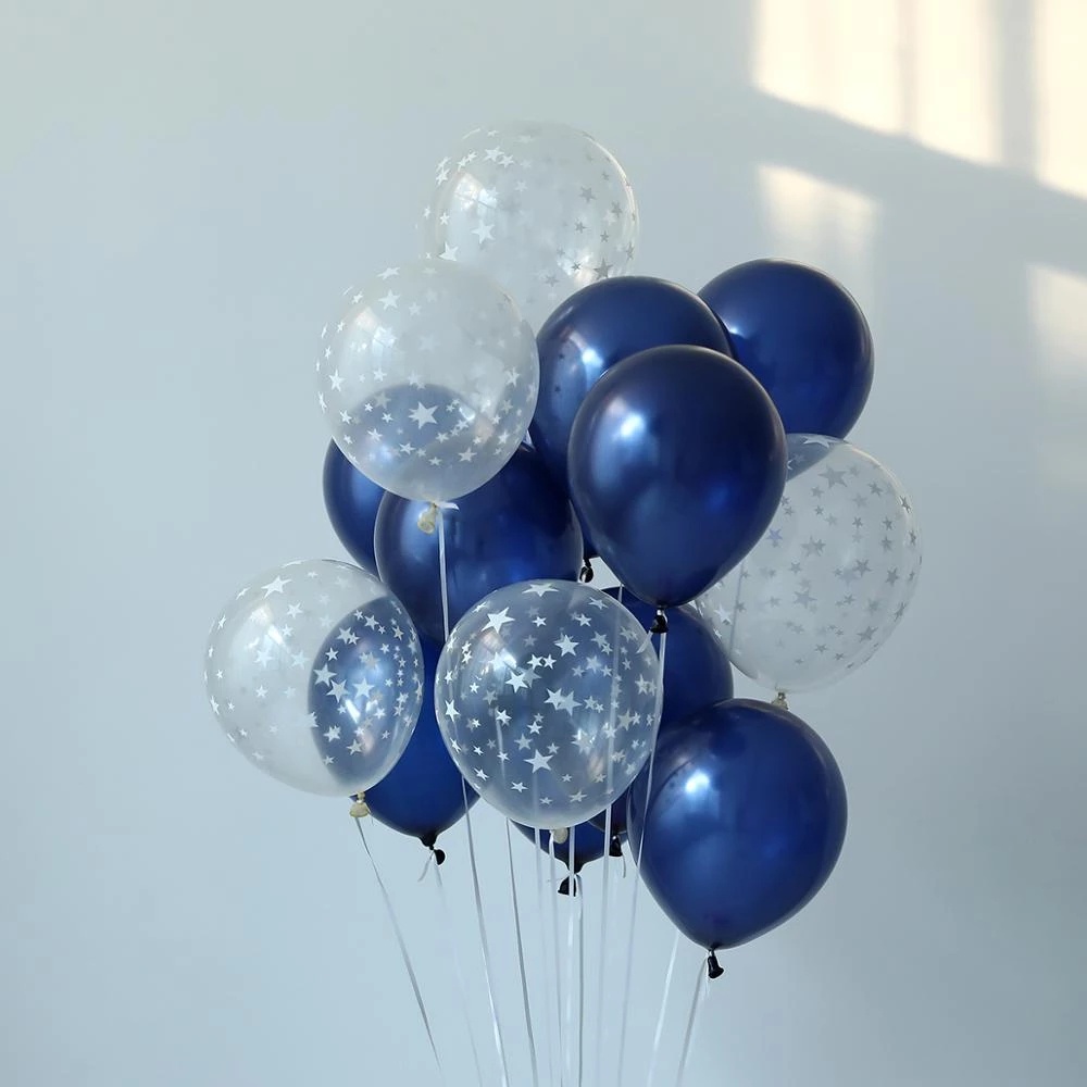 Bộ 20 Bong Bóng Latex Trong Suốt 12 Inch Hình Ngôi Sao Màu Xanh Dương Hồng Trang Trí Sự Kiện