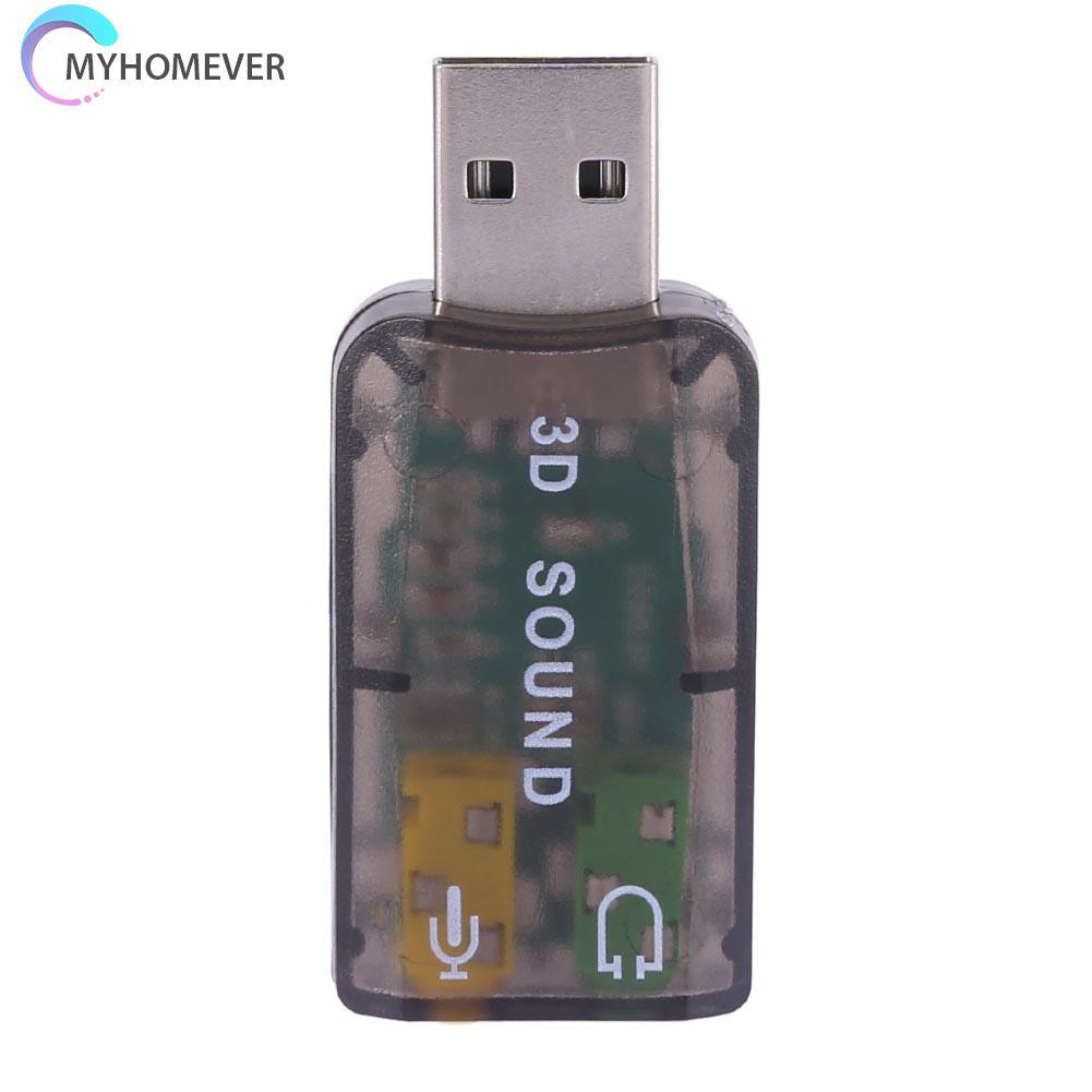 myhomever USB Sound Card 5.1 CH 3D Audio Adapter for Desktop Laptop Notebook Computer