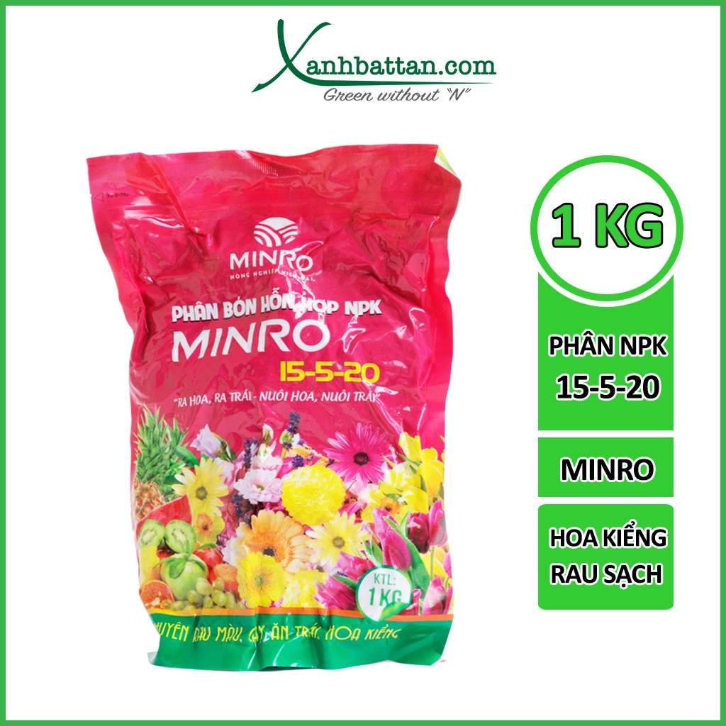 Phân bón NPK Kích thích ra hoa và đậu quả MINRO 15-5-20 1 kg