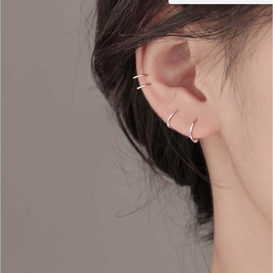 Bông tai nữ bạc 925 dạng gài tai phong cách Hàn Quốc  SHE BY SHE - K85