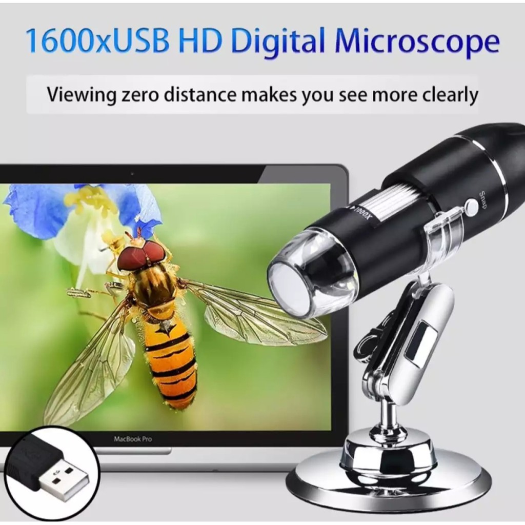Super Zoom Digital Microscope 1600X Kính hiển vi điện tử bỏ túi nhỏ gọn kết nối máy tính điện thoại dễ dàng tiện dụng