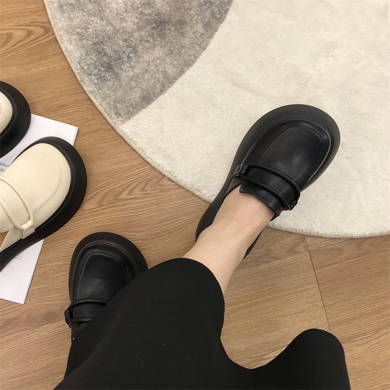 [ORDER 7-15ngày](SẴN ĐEN 36)Giày bít mũi, SỤC phong cách ulzzang màu đen trắng be mũi tròn