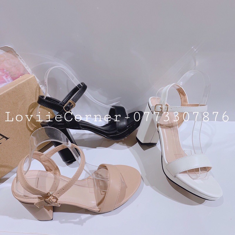 GIÀY CAO GÓT LOVIIECORNER - GUỐC SANDAL ĐẾ VUÔNG 9CM - SANDAL QUAI MẢNH ĐẾ ĐÚP - SANDAL CAO GÓT ĐÚP ĐẾ 10 PHÂN G200724