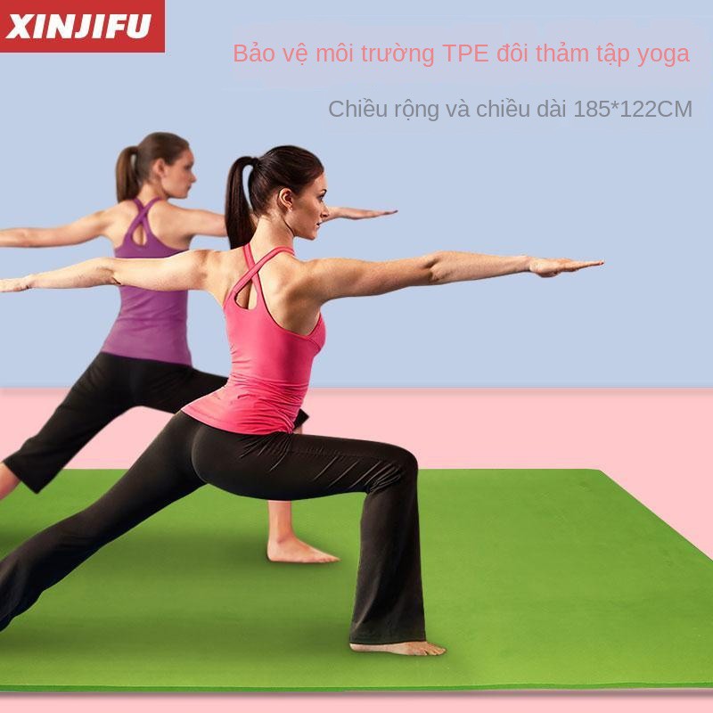 ▧♛◘Thảm tập yoga đôi siêu lớn chống trượt cô gái làm dày thêm và kéo dài thể dục trải sàn cho trẻ em '