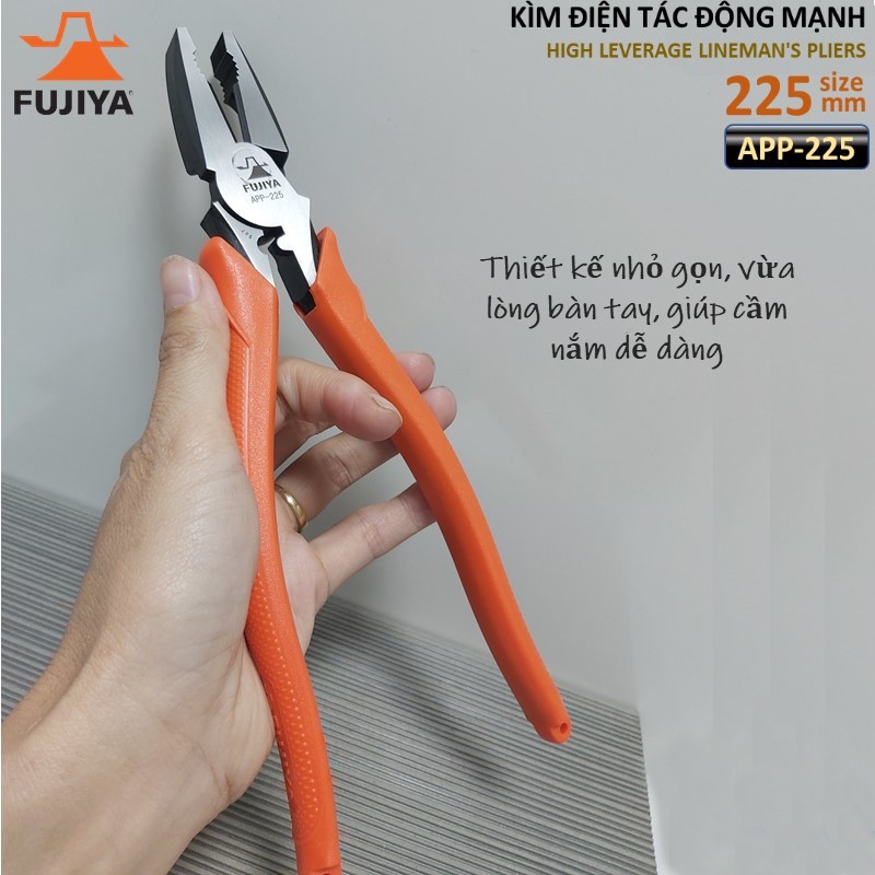 Kìm Điện Tác Động Mạnh Kèm Bấm Đầu Cos Fujiya 9/225mm