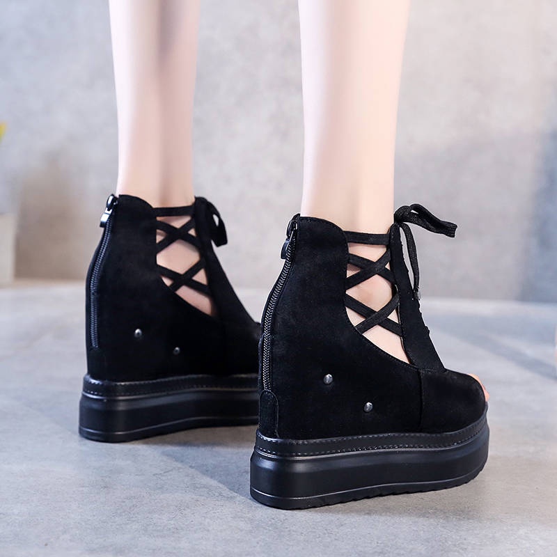 Giày đế xuồng hở mũi thời trang mùa hè phong cách La Mã mới