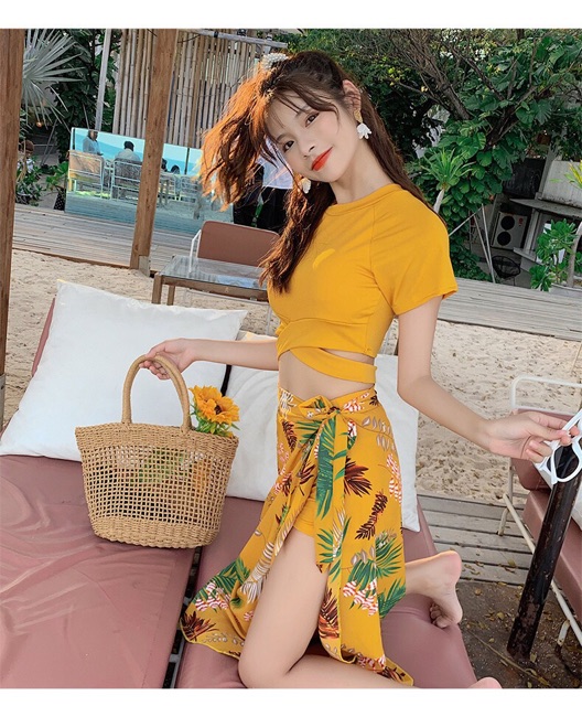 Bikini nữ bộ bơi đi biển 3 chi tiết kèm khăn tôn dáng siêu hot Lona Store BKN04