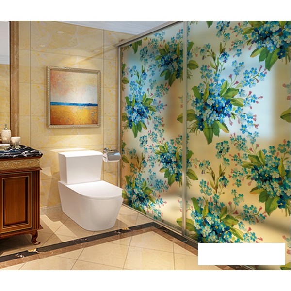 Decal dán kính cao cấp - Hoa Chùm Xanh ( 60x58cm )