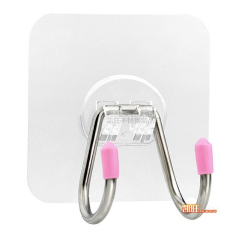 Móc Dán Tường 1-2 RÂU Inox, Móc Treo Đồ Đa Năng Kèm Miếng Dán Chịu Lực Cao Tiện Dụng