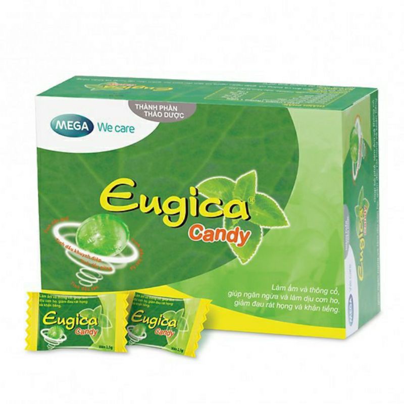 Kẹo ngậm Eugica ⚡ CAM KẾT CHÍNH HÃNG ⚡ Kẹo ngậm thảo dược Eugica  giúp giảm ho, ngứa, rát họng