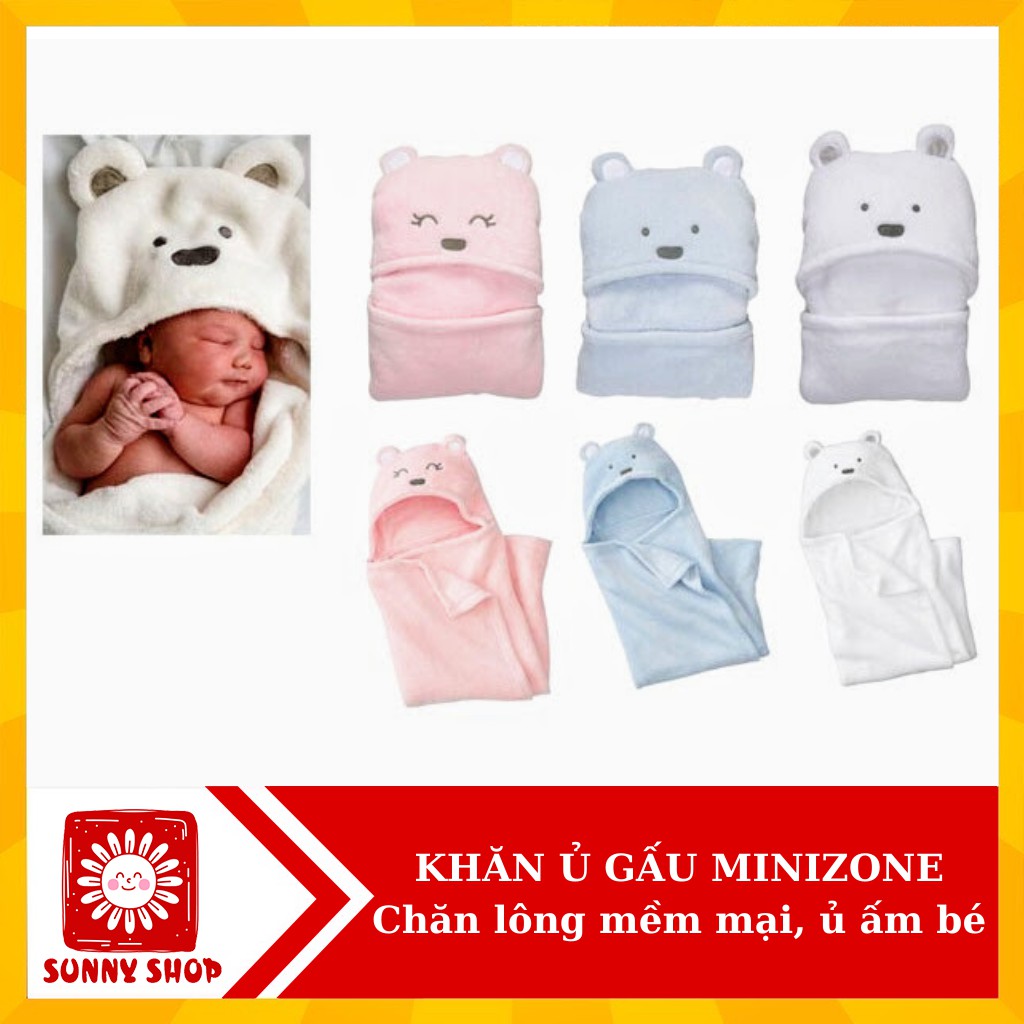 Khăn Choàng Quấn/ Chăn ủ Gấu Minizone cho bé (Hàng Loại 1)