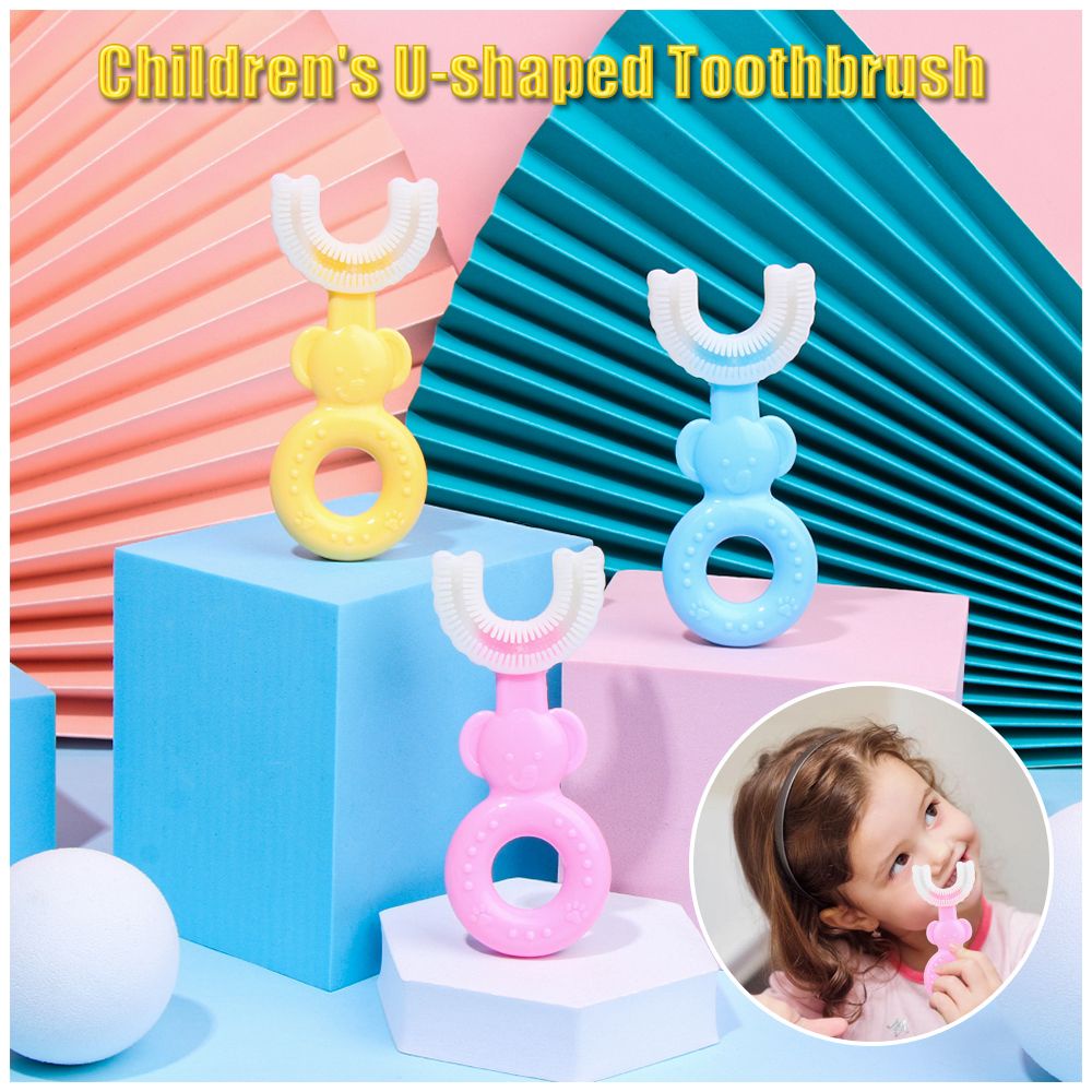 [Hàng mới về] Bàn chải đánh răng chữ U làm sạch răng miệng nhiều màu sắc dành cho trẻ em 2-6 tuổi