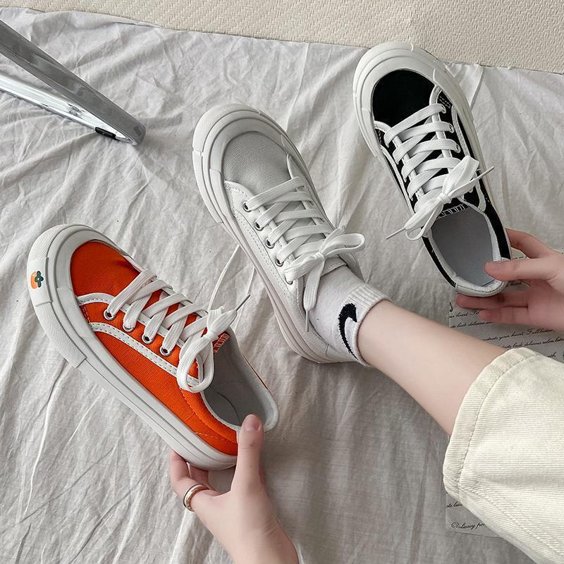 Jiashucheng Giày Thể Thao Canvas Đế Dày Mẫu Mới 2023 Phong Cách Hàn Quốc Dễ Phối Đồ Thời Trang Xuân Thu Cho Nữ