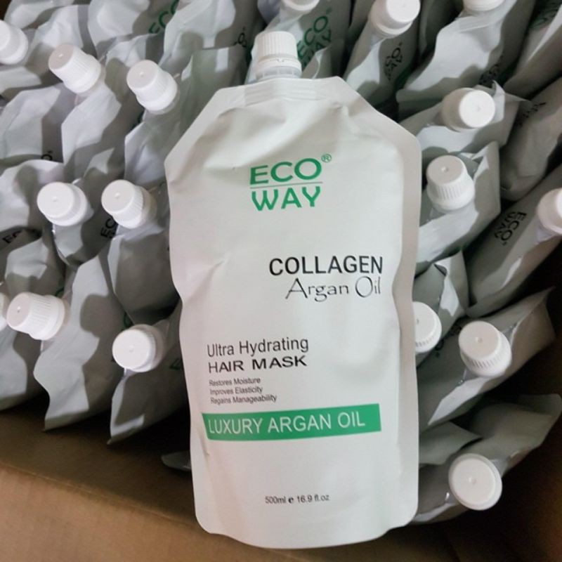 Kem Hấp Tóc Phục Hồi Hư Tổn Collagen Ecoway 500ml - Mỹ Phẩm Ola