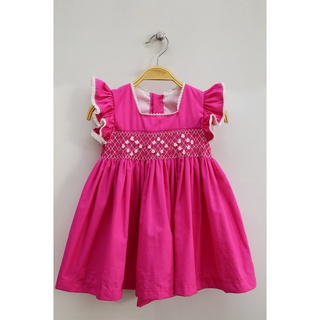 Đầm smock hồng sen