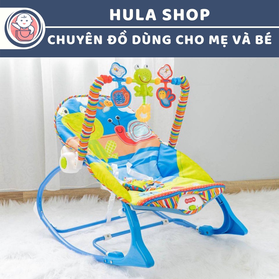 Ghế rung bập bênh cao cấp cho bé có nhạc màu xanh