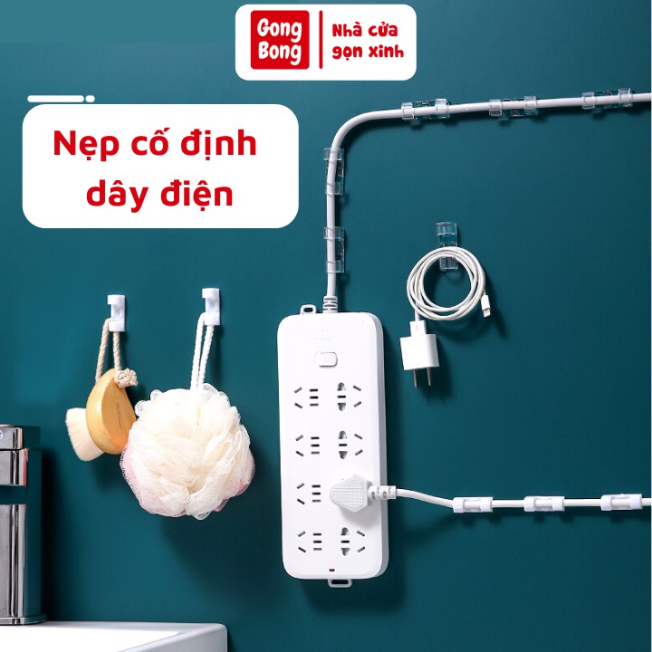 Nẹp dây điện dán tường 3M giúp cố định gọn gàng chống rối vỉ 16 nút kẹp dây điện dán tường 3 màu