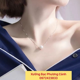 Dây Chuyền Bạc Đính Ngọc Trai Nhân Tạo Thiết Kế Đơn Giản Xưởng Bạc Phương Cảnh CPJ