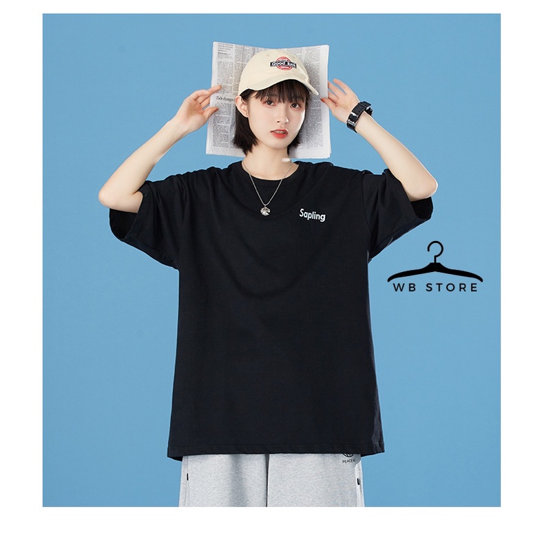 Áo thun Unisex WB Sapling Áo thun nam nữ tay lỡ form rộng oversize trắng đen | BigBuy360 - bigbuy360.vn