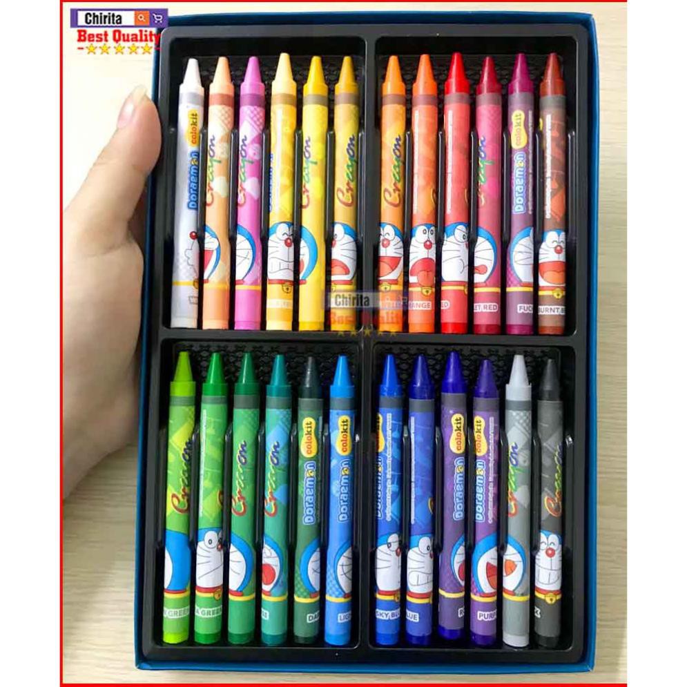 Bộ Bút Sáp Màu Cho Bé Hình Doraemon - Nét Vẽ Trơn Mịn Không Độc Hại