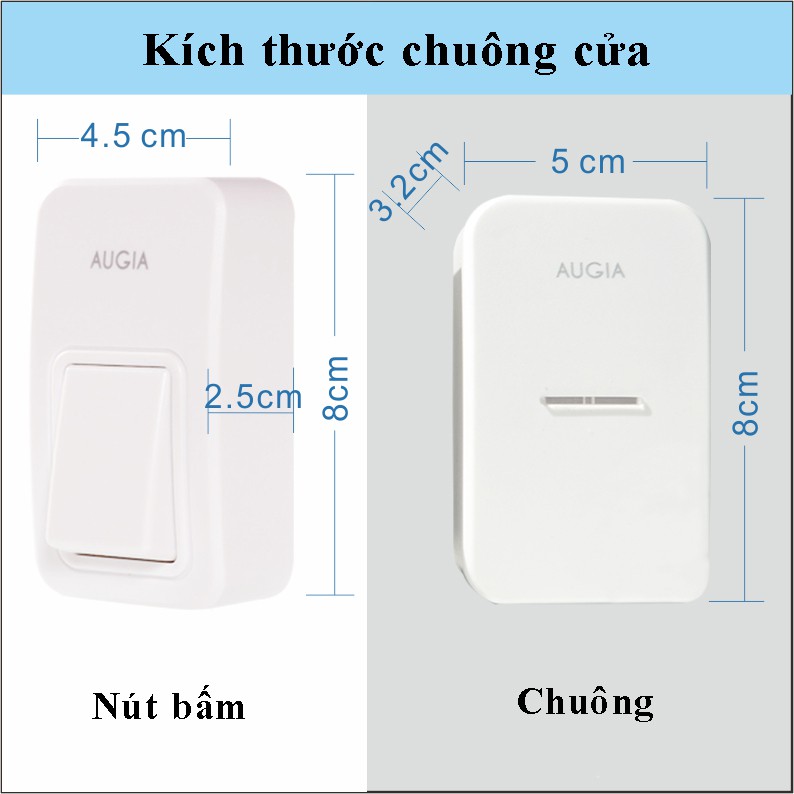 Combo 2 bộ - Chuông Cửa Không Dây Chống Nước Không Dùng Pin AUGIA E1