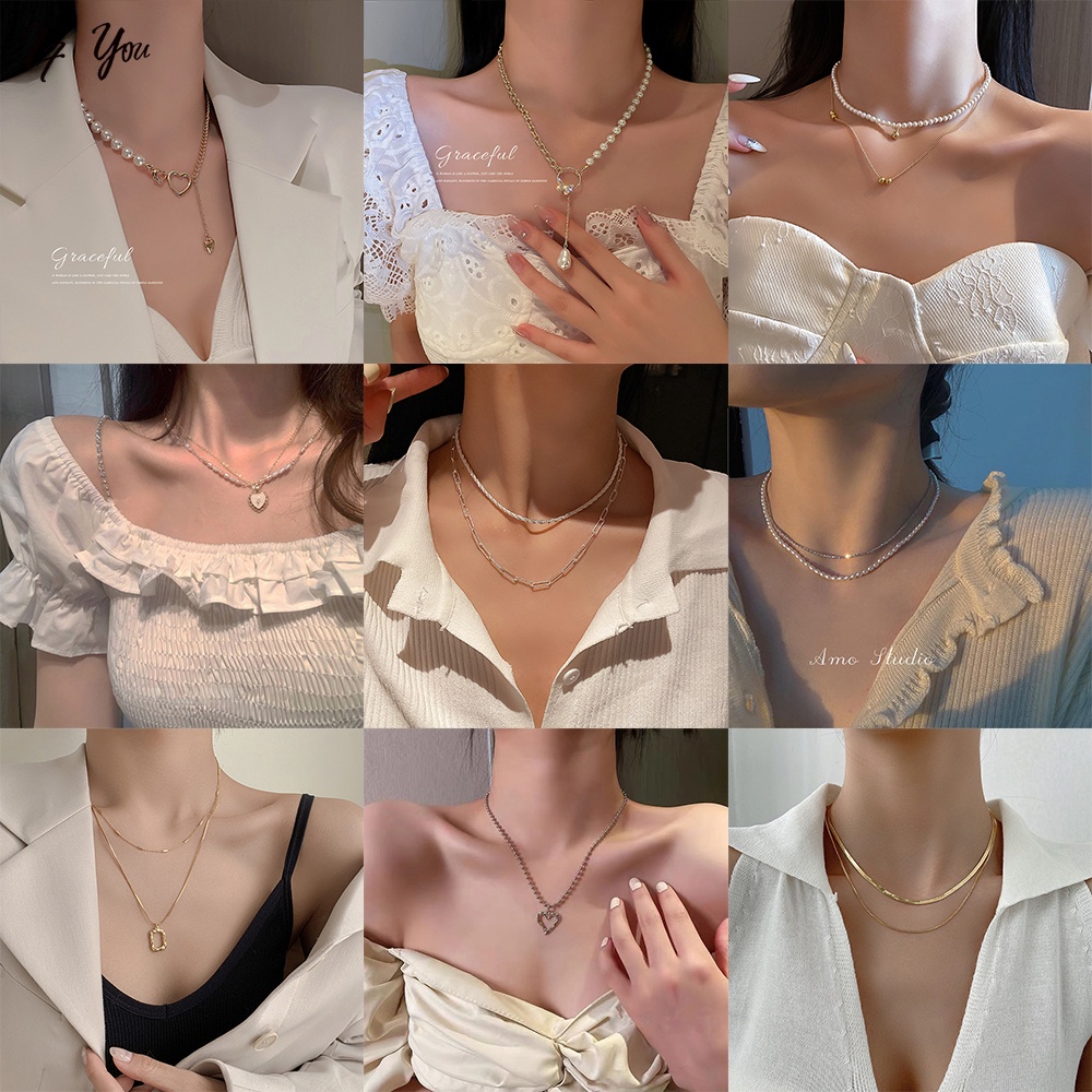 Dây chuyền AY nhiều lớp thời trang Hàn Quốc cho nữ