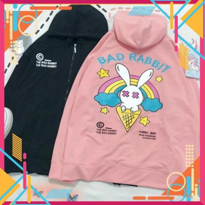 [Mặc là Auto Sang] Áo Khoác Nỉ - Áo Hoodie hình  thỏ BAD RABBIT có dây kéo zip , Hoodie Nỉ unisex AD | BigBuy360 - bigbuy360.vn