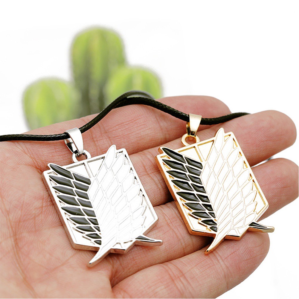 MXMUSTY Unisex Giant Survey Corps Necklaces Metal Cosplay Jewelry Anime Attack on Titan Necklaces Wings Of Liberty PU Leather Chain Recon Corp Badge Cartoon Freedom Wings Pendant Necklaces/Multicolor