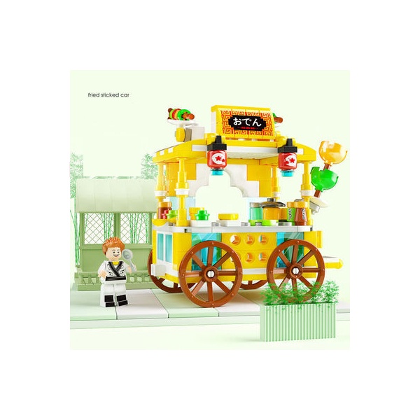 LEGO MÔ HÌNH NHÀ HÀNG, LẮP RÁP CỬA HÀNG, XE BÁN HÀNG DI ĐỘNG, NHÀ BẾP DỄ THƯƠNG