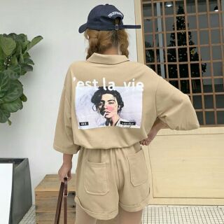 Freesize Set bộ áo tay lỡ quần soóc nữ ulzzang phong cách