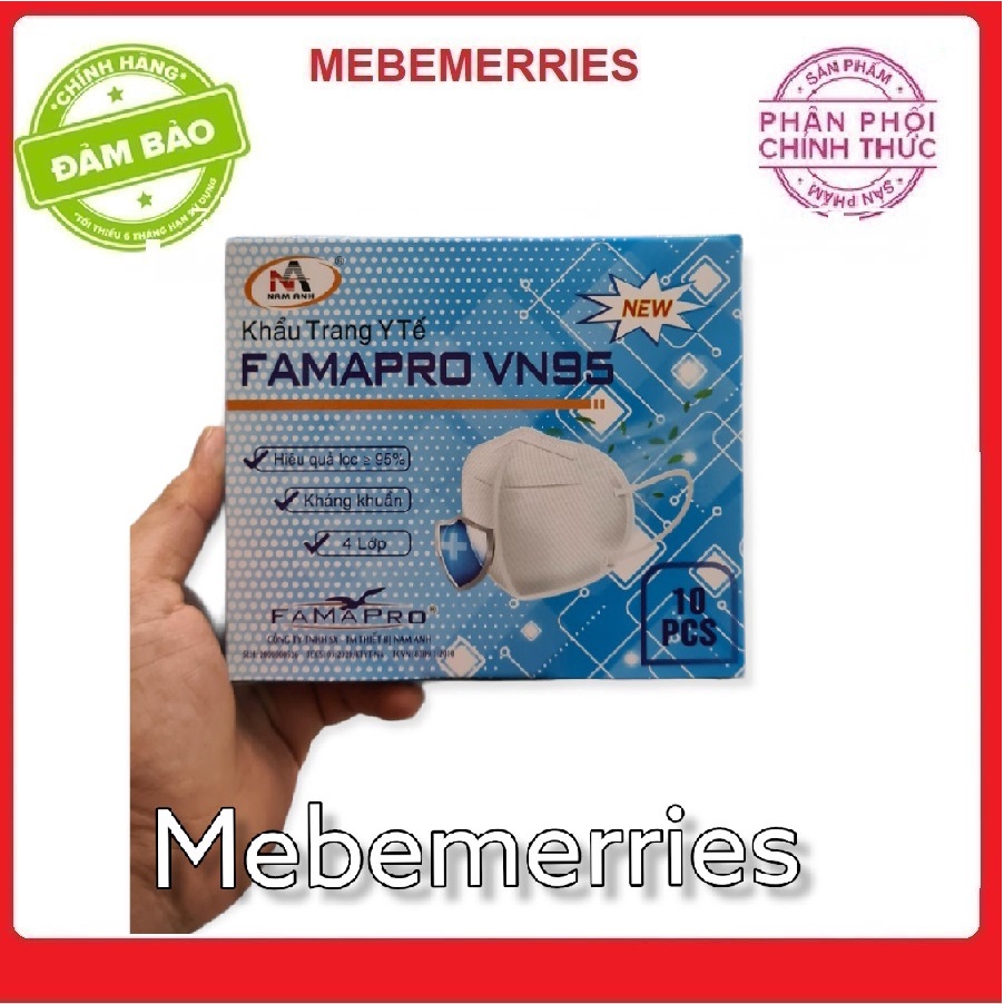 Khẩu trang kháng khuẩn FAMAPRO VN95 New – Hàng VN 95 xuất khẩu chất lượng cao, ngăn bụi mịn, lọc khuẩn ≥95%