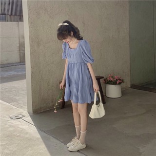 [ORDER] Váy trắng cổ vuông tay bồng( dáng ngắn thêm 3 màu mới siêu hot)