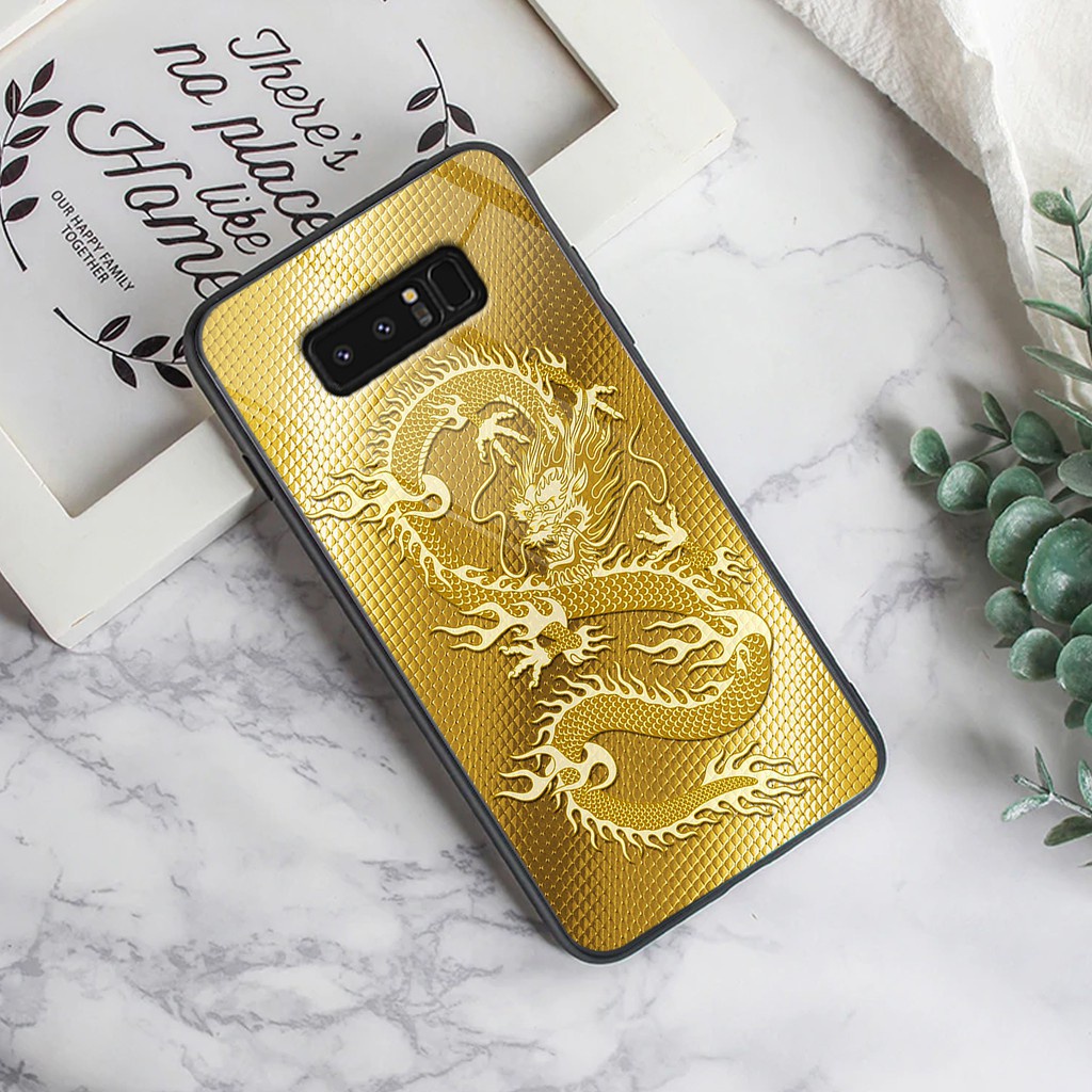 Ốp lưng kính CƯỜNG LỰC Samsung note8 . s9 plus (s9+) in hình rồng sói