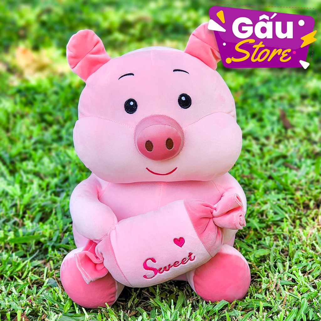 Gấu Bông Heo Ôm Kẹo Hàng Việt Nam cao cấp siêu mềm mịn