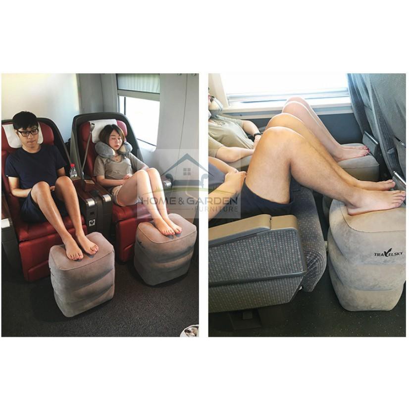 Gác chân trên máy bay, ô tô bằng hơi 2 tầng/3 tầng TravelSky - tặng túi bơm hơi
