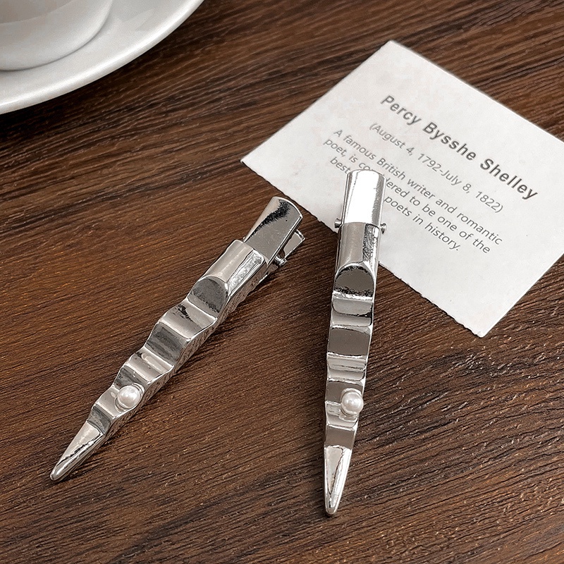 Kẹp Tóc Kim Loại Đính Ngọc Trai Đơn Giản Thời Trang