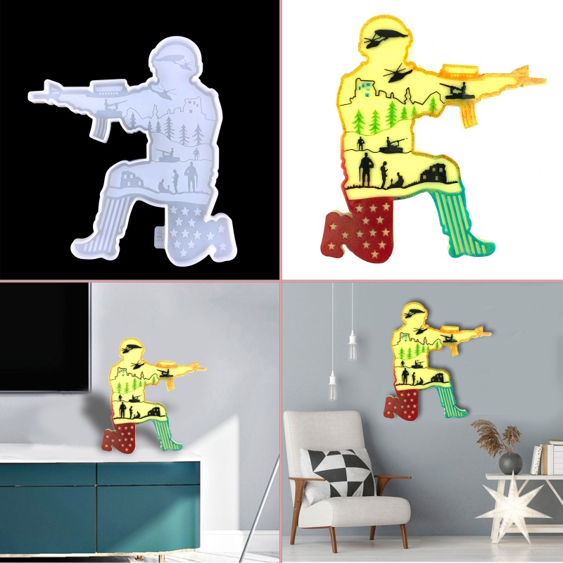 Khuôn Làm Móc Khóa / Xà Phòng Hình Người Lính Bằng Nhựa Resin Màu Trắng / Xanh Dương DIY