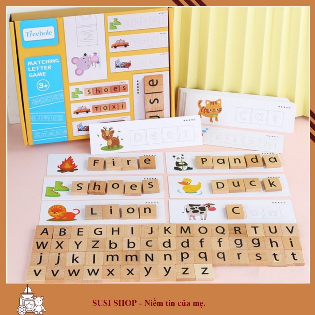 Bộ Ghép Chữ Đồ Chơi Gỗ Giúp Bé Học Vần Tiếng Anh