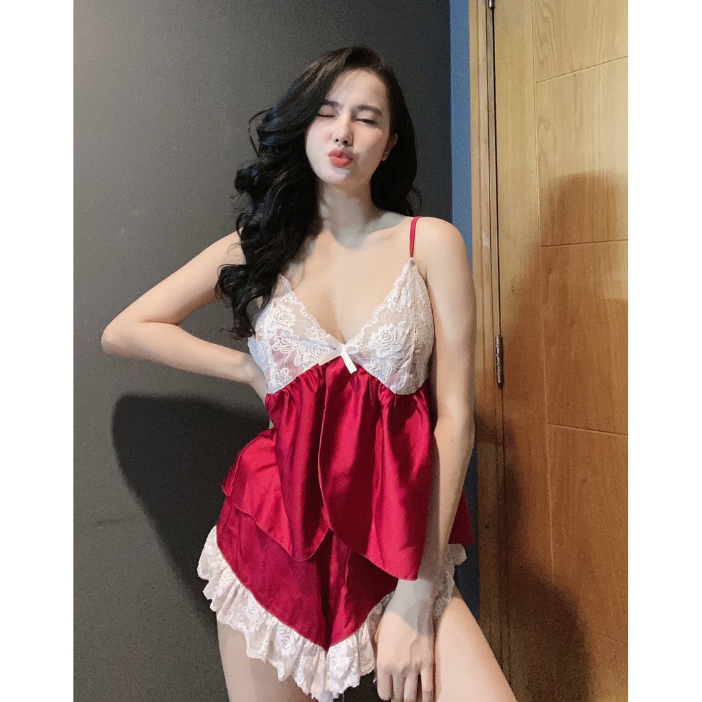Đồ ngủ nữ sexy hai dây satin cao cấp thoáng mát phối ren mềm mịn hở lưng siêu gợi cảm AN19 - D'Lavia | BigBuy360 - bigbuy360.vn