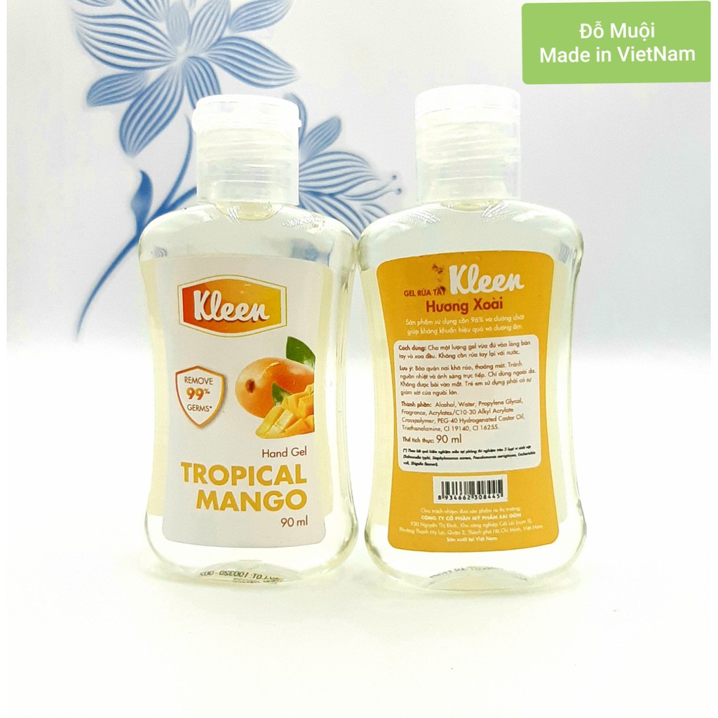 Gel rửa tay khô Kleen 90ml hương xoài