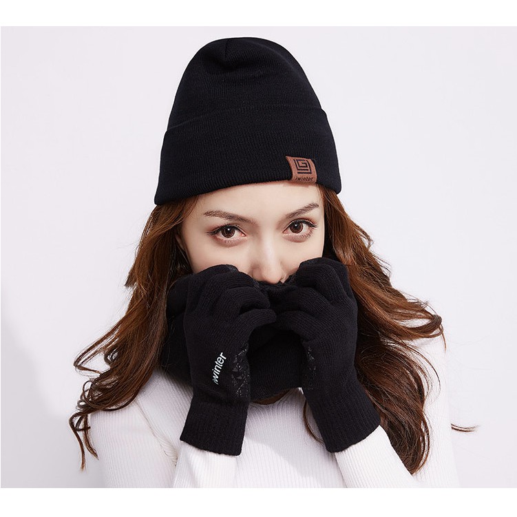 Combo 3 món bao tay nón khăn len cho Nam và Nữ