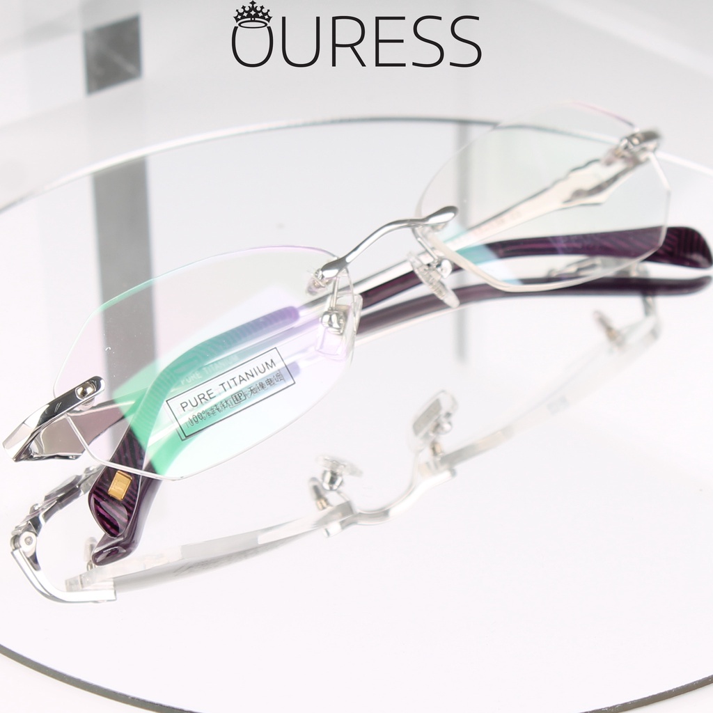 Gọng kính Titanium ( khoan ốc ) cao cấp OURESS 8958