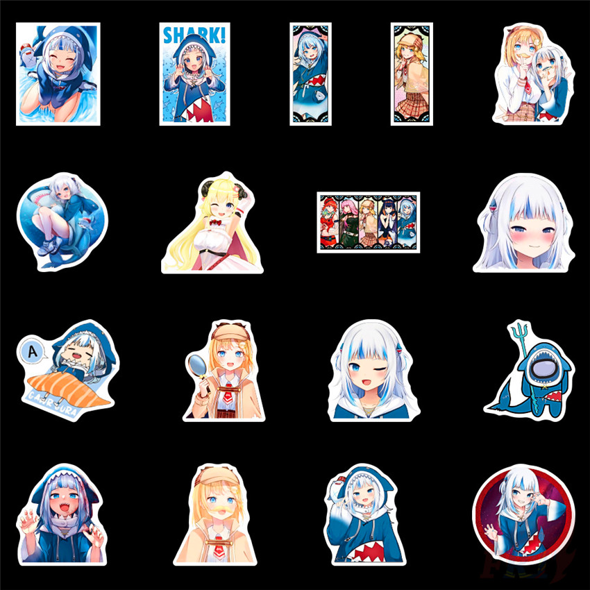 ❉ Hololive Vtuber Gawr Gura Series 01 Stickers ❉ 50Pcs/Set Fashion DIY Waterproof Decals Doodle Stickers