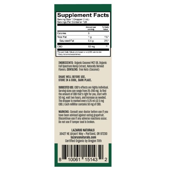 Tinh dầu CBD Lazarus Naturals 6000mg 120ml