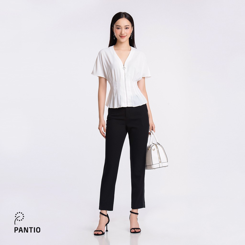 Áo sơ mi nữ cổ tim kéo khoá thành phần chất liệu tencel cao cấp trẻ trung năng động FAK51026 - PANTIO