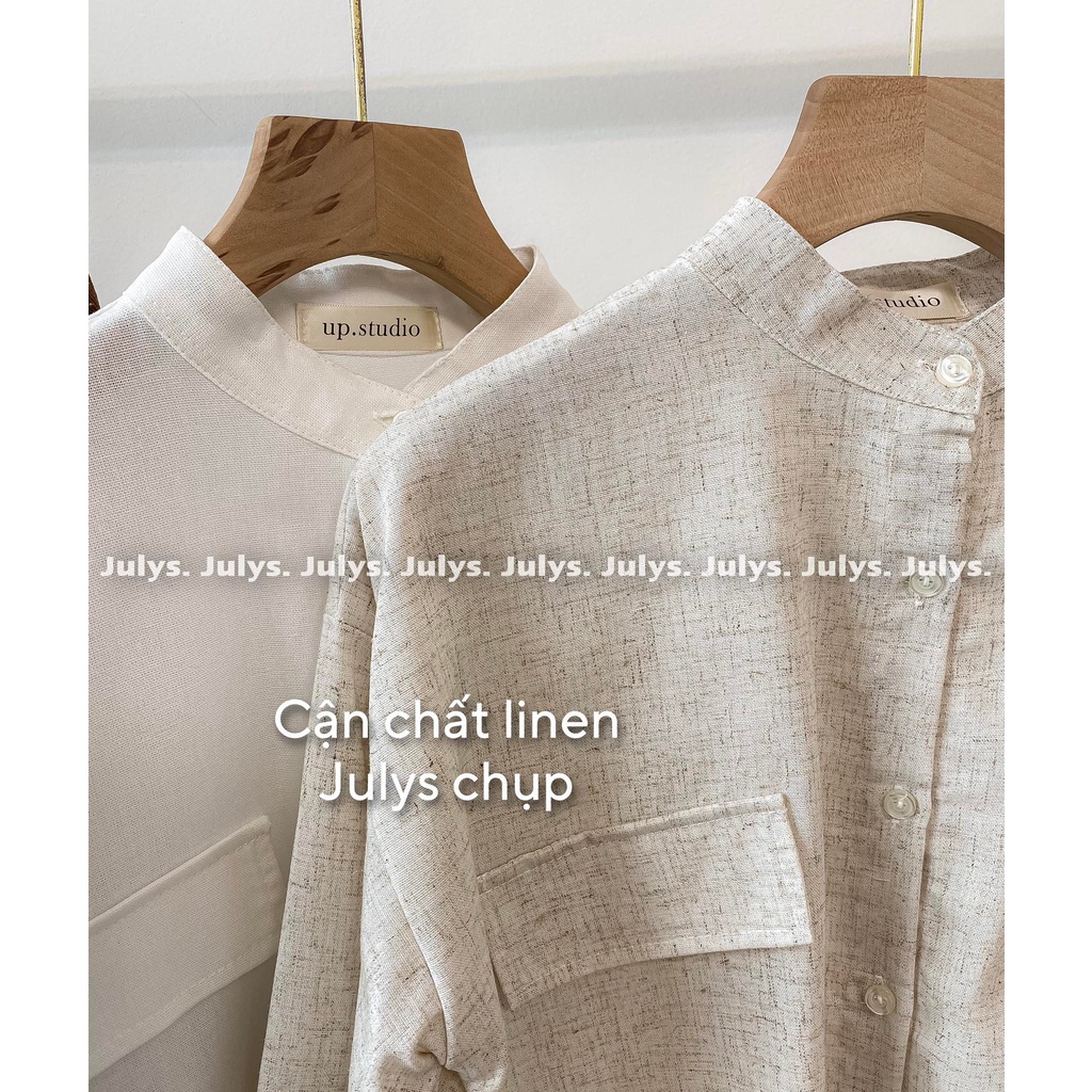 Sơ mi linen cổ tàu (ảnh THẬT shop chụp kèm video)